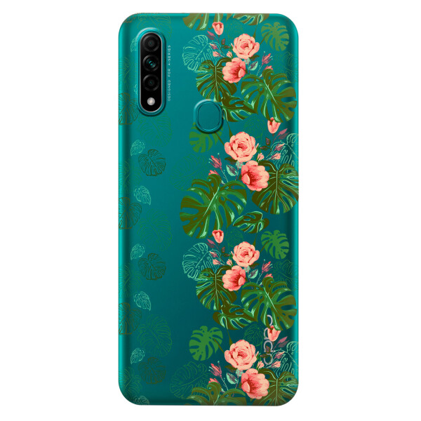 

Прозрачный силиконовый чехол iSwag для OPPO A31 с рисунком - Тропические листья (KS3019)