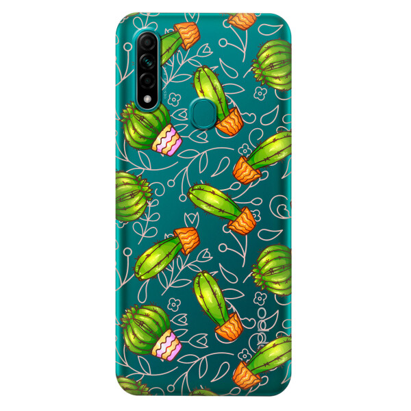 

Прозрачный силиконовый чехол iSwag для OPPO A31 с рисунком - Арт кактусы (KS3024)