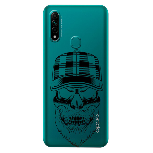 

Прозрачный силиконовый чехол iSwag для OPPO A31 с рисунком - Бородатый череп (KS3026)