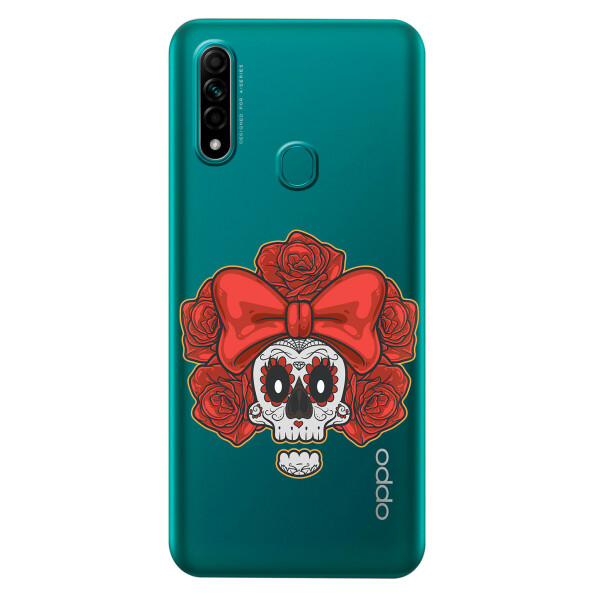 

Прозрачный силиконовый чехол iSwag для OPPO A31 с рисунком - Готический череп (KS3029)