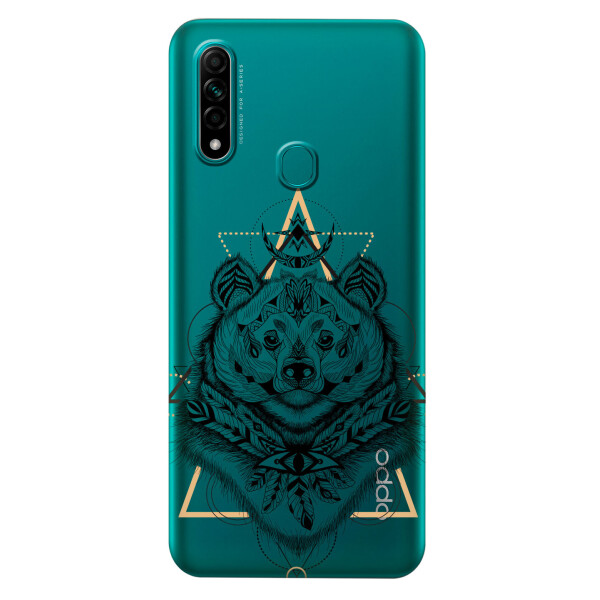 

Прозрачный силиконовый чехол iSwag для OPPO A31 с рисунком - Медведь индеец (KS3034)