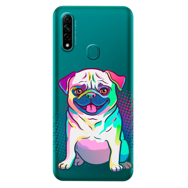 

Прозрачный силиконовый чехол iSwag для OPPO A31 с рисунком - Мопс (KS3035)