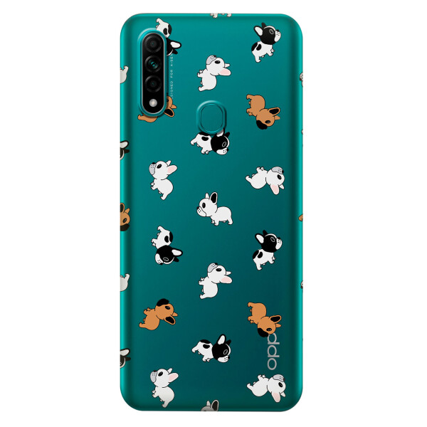 

Прозрачный силиконовый чехол iSwag для OPPO A31 с рисунком - Французские бульдоги (KS3039)