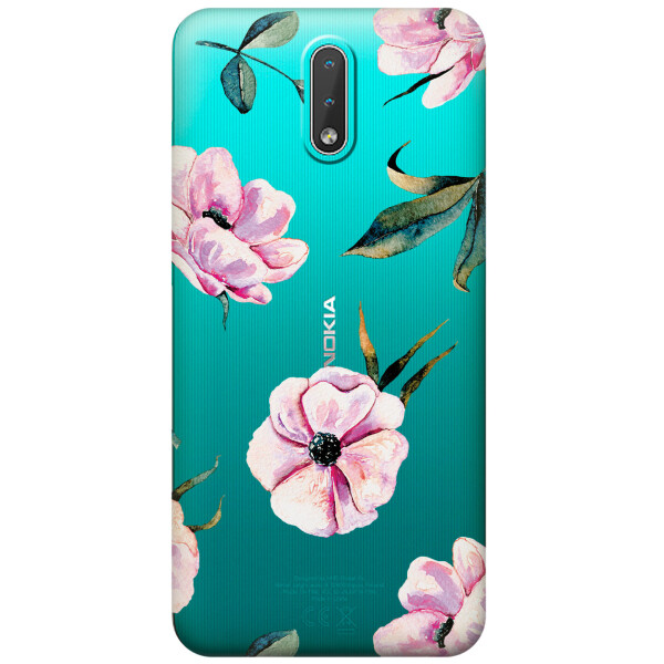 

Прозрачный силиконовый чехол iSwag для Nokia 2.3 с рисунком - Пионы (KS3358)