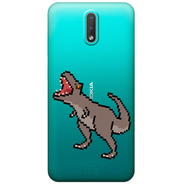 

Прозрачный силиконовый чехол iSwag для Nokia 2.3 с рисунком - Пикселький динозавр (KS3400)
