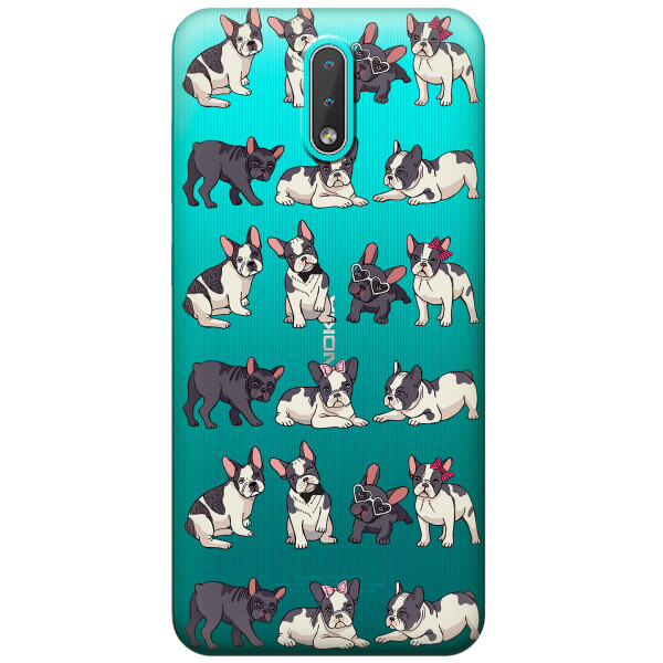 

Прозрачный силиконовый чехол iSwag для Nokia 2.3 с рисунком - Маленькие бульдоги (KS3408)