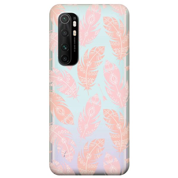 

Прозрачный силиконовый чехол iSwag для Xiaomi Mi Note 10 Lite с рисунком - Розовые перья (KS3502)