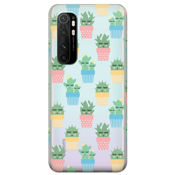 

Прозрачный силиконовый чехол iSwag для Xiaomi Mi Note 10 Lite с рисунком - Кактусы в горшочках (KS3525)