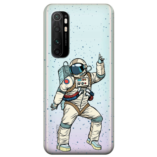 

Прозрачный силиконовый чехол iSwag для Xiaomi Mi Note 10 Lite с рисунком - Веселый космонавт (KS3552)