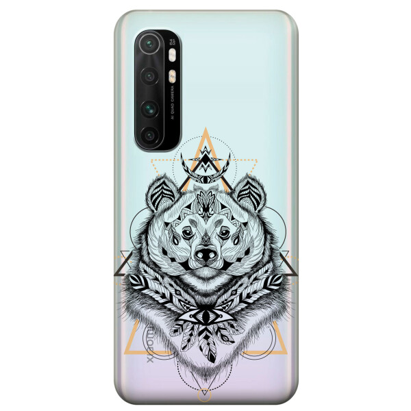 

Прозрачный силиконовый чехол iSwag для Xiaomi Mi Note 10 Lite с рисунком - Медведь индеец (KS3559)