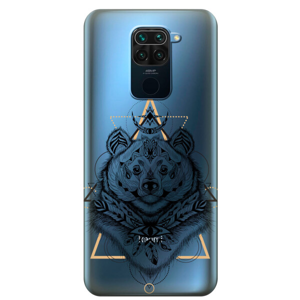 

Прозрачный силиконовый чехол iSwag для Xiaomi Redmi 10X с рисунком - Медведь индеец (KS3634)