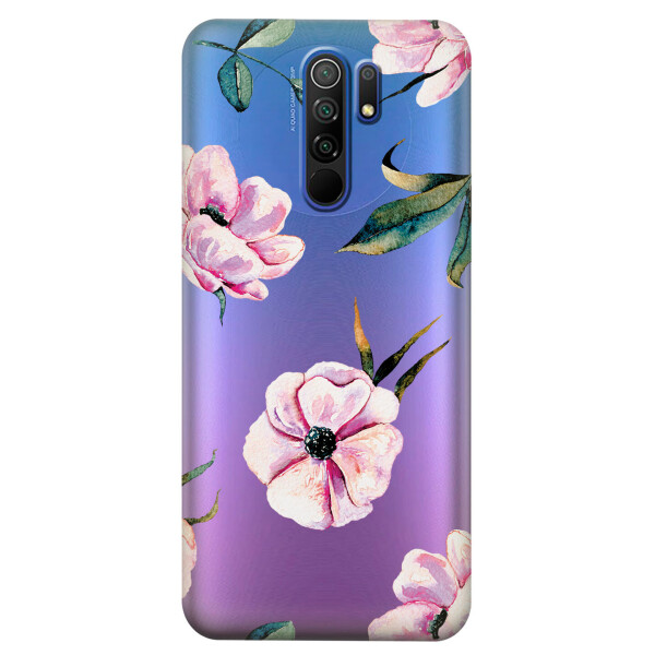 

Прозрачный силиконовый чехол iSwag для Xiaomi Redmi 9 с рисунком - Пионы (KS3658)