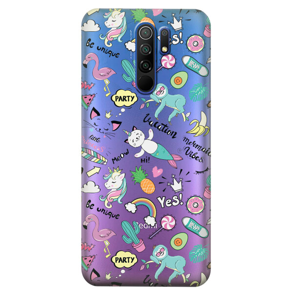 

Прозрачный силиконовый чехол iSwag для Xiaomi Redmi 9 с рисунком - Летнее настроение (KS3672)