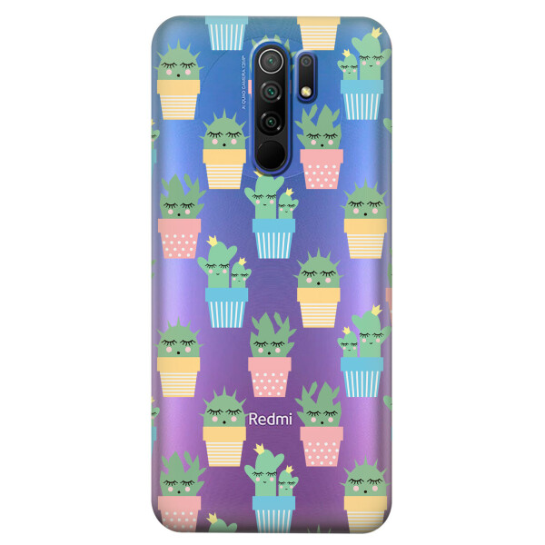 

Прозрачный силиконовый чехол iSwag для Xiaomi Redmi 9 с рисунком - Кактусы в горшочках (KS3675)