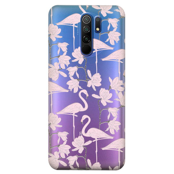 

Прозрачный силиконовый чехол iSwag для Xiaomi Redmi 9 с рисунком - Розовые фламинго (KS3689)