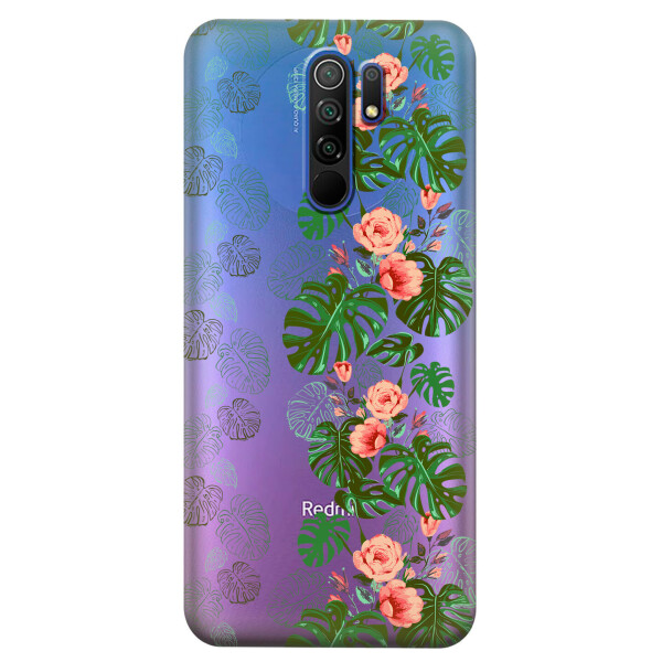 

Прозрачный силиконовый чехол iSwag для Xiaomi Redmi 9 с рисунком - Тропические листья (KS3694)