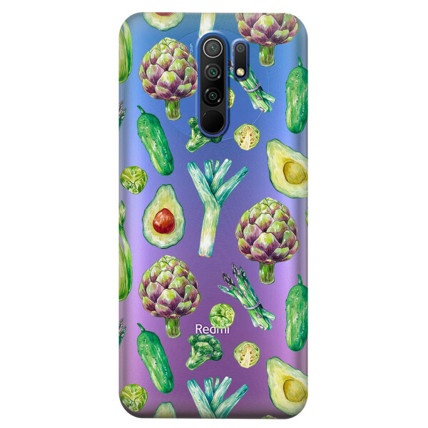 

Прозрачный силиконовый чехол iSwag для Xiaomi Redmi 9 с рисунком - Полезная еда (KS3711)