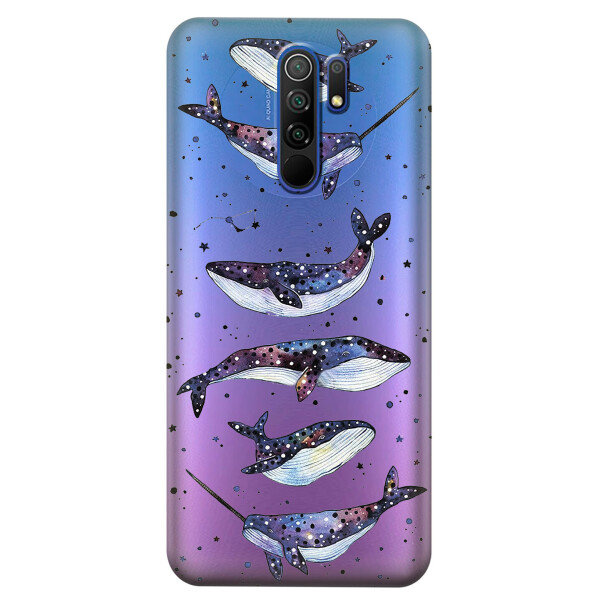 

Прозрачный силиконовый чехол iSwag для Xiaomi Redmi 9 с рисунком - Киты Единороги (KS3719)