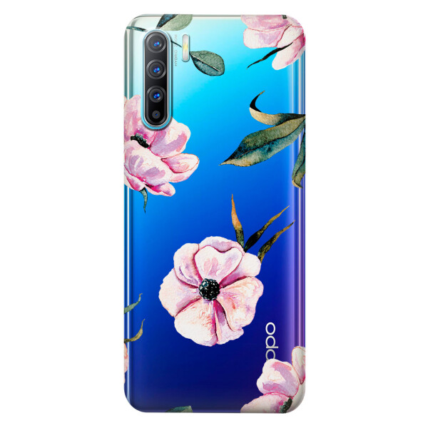 

Прозрачный силиконовый чехол iSwag для OPPO Reno 3 с рисунком - Пионы (KS3733)