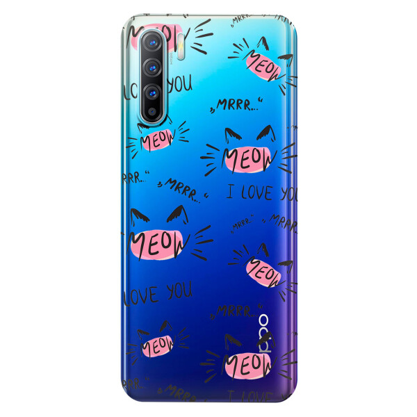 

Прозрачный силиконовый чехол iSwag для OPPO Reno 3 с рисунком - Кошачьи мордочки (KS3736)