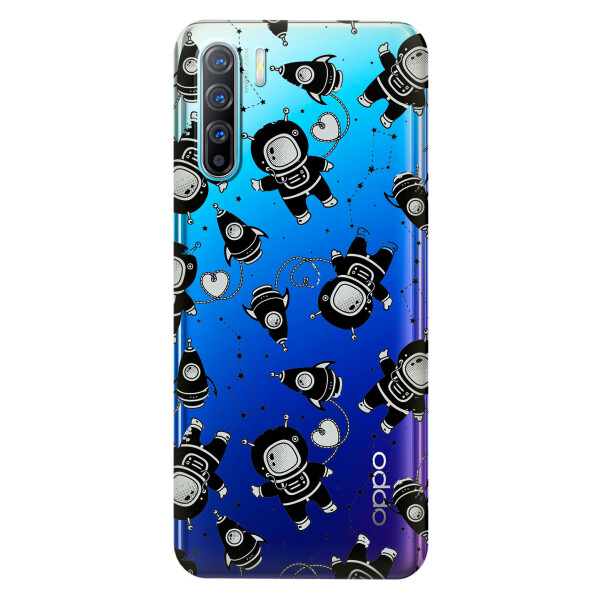 

Прозрачный силиконовый чехол iSwag для OPPO Reno 3 с рисунком - Космонавты (KS3744)