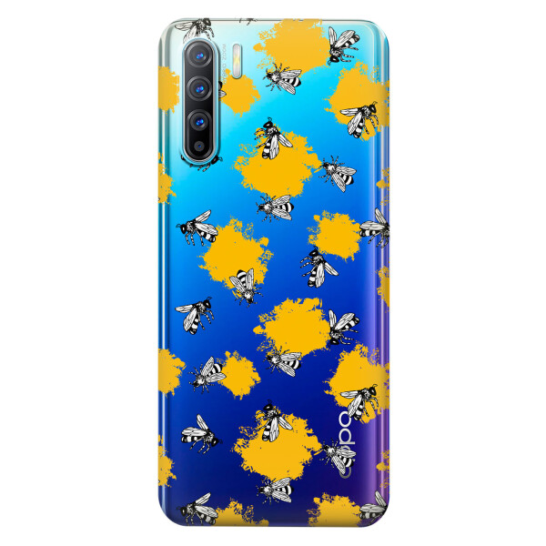 

Прозрачный силиконовый чехол iSwag для OPPO Reno 3 с рисунком - Пчелы (KS3752)