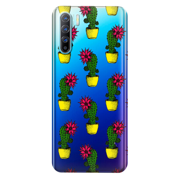 

Прозрачный силиконовый чехол iSwag для OPPO Reno 3 с рисунком - Кактусы (KS3753)