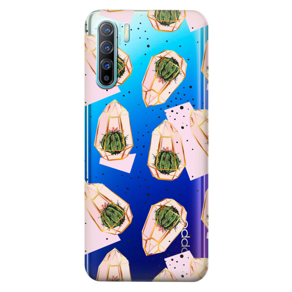 

Прозрачный силиконовый чехол iSwag для OPPO Reno 3 с рисунком - Кактусы в колбах (KS3754)