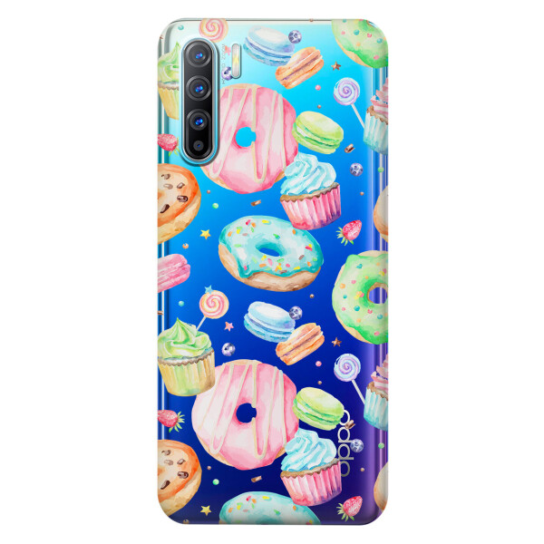 

Прозрачный силиконовый чехол iSwag для OPPO Reno 3 с рисунком - Пончики (KS3755)