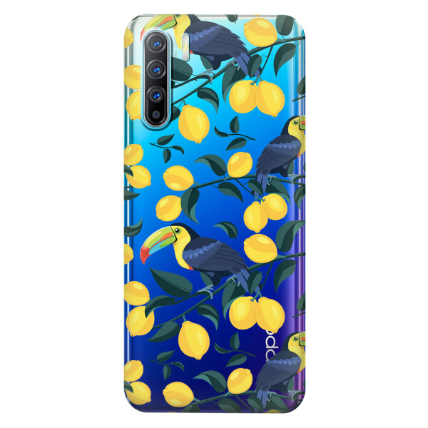 

Прозрачный силиконовый чехол iSwag для OPPO Reno 3 с рисунком - Туканы и лимоны (KS3760)