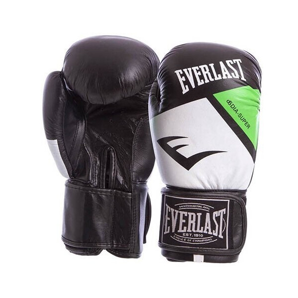 

Перчатки боксерские Everlast MA-6748 10oz Черно-бело-салатовый (37429431)