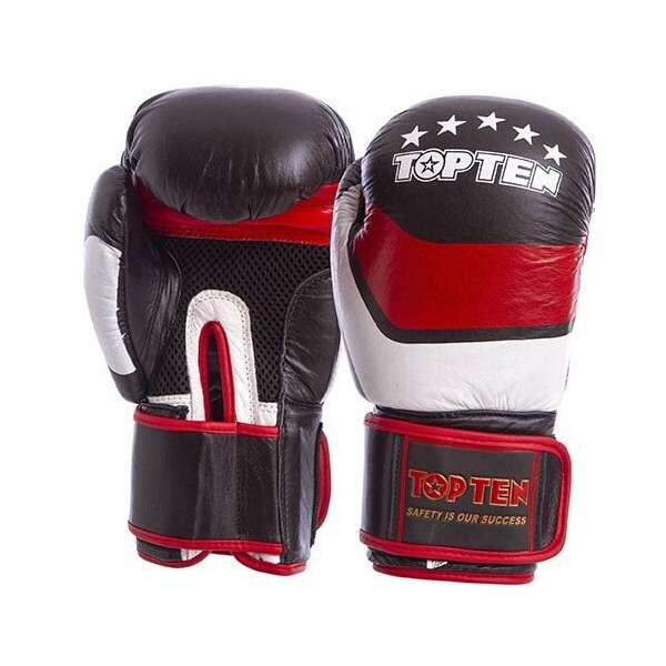

Перчатки боксерские Top Ten MA-6752 14oz Черно-красно-белый (37429414)