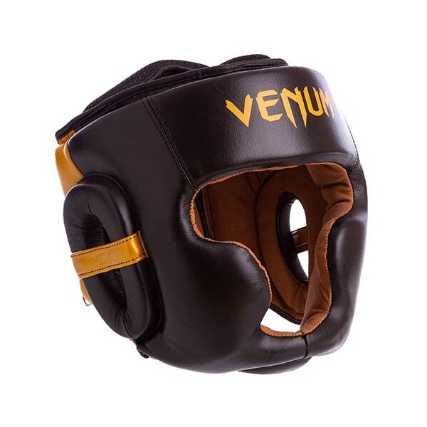 

Шлем боксерский с полной защитой Venum Elite VL-8312 M Черно-золотой (37429478)