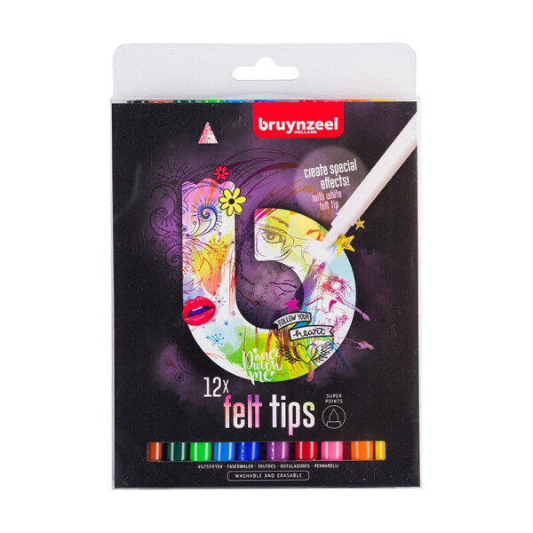 

Набор фломастеров Bruynzeel Felt Tips Light 12 цветов картонная коробка (60224112)