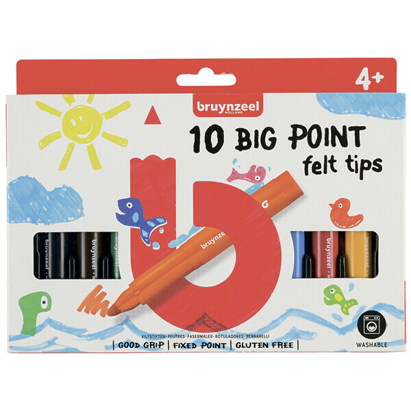 

Набор детских фломастеров Bruynzeel BIG POINT толстые короткие 10 цветов картонная коробка (60122010)