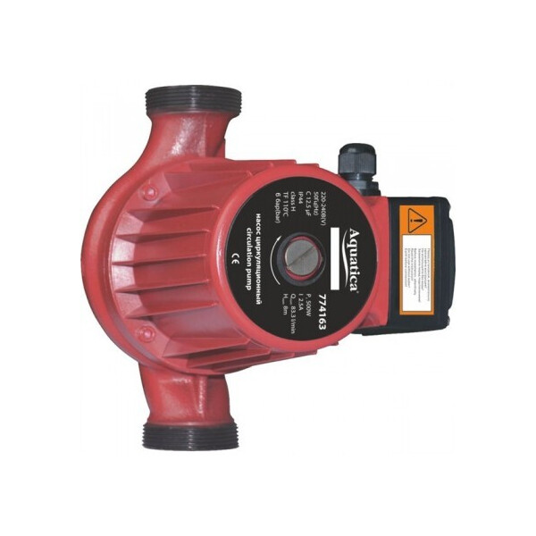 

Насос циркуляционный Aquatica 0.5кВт Hmax 12м Qmax 190л/мин 2" 220мм + гайки 1"