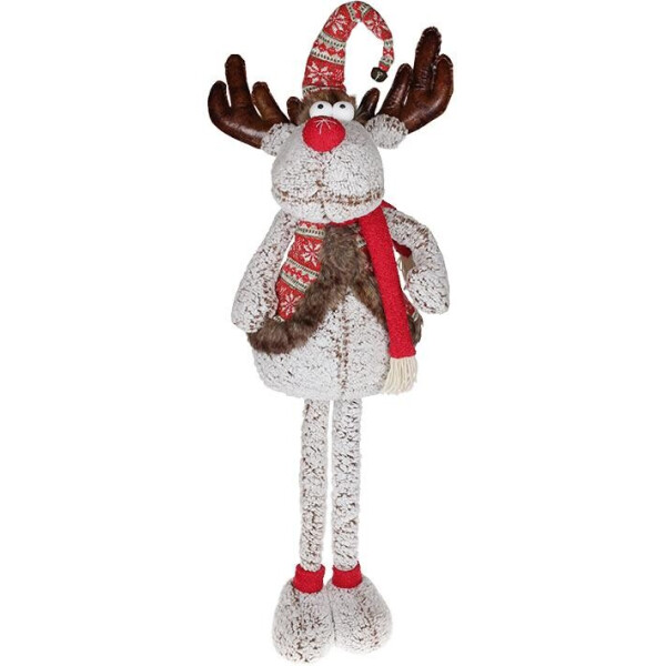 

Мягкая игрушка Лось - красный нос 35х20х118см, бежевый с красным Bona BD-752006