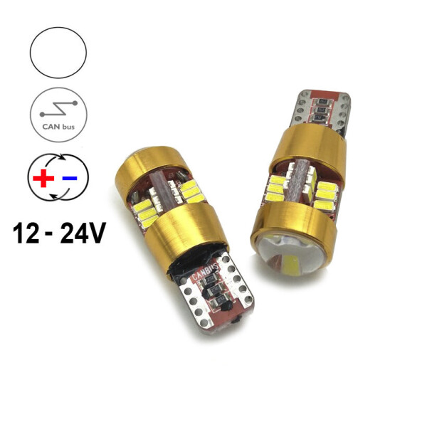 

Автолампа Terra T10 / W5W, цоколь W2.1x9.5d, 3014x27smd, обманка, линза, 12-24V
