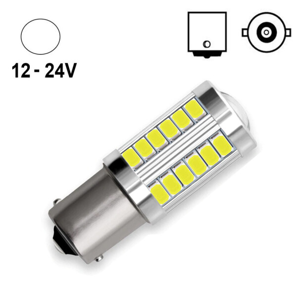 

Автолампа Terra P21W / 1156, цоколь BA15s, 5630x33smd, линза, белый, 12-24V