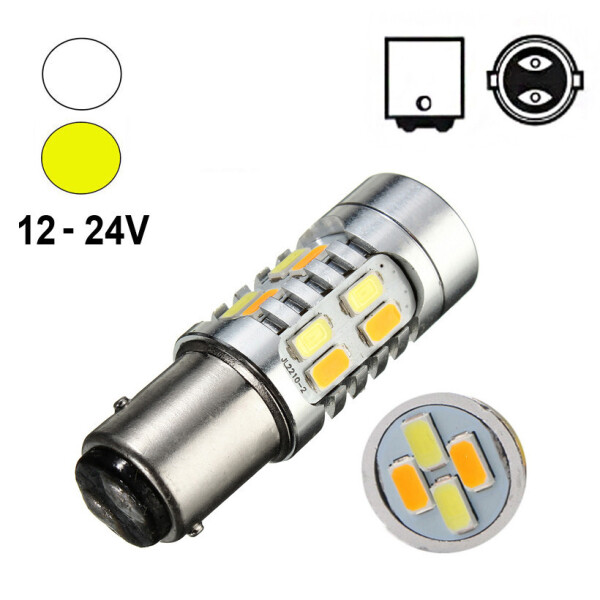 

Автолампа Terra P21/5W / 1157, цоколь BA15d, 5730x20smd, белый и желтый, 12-24V