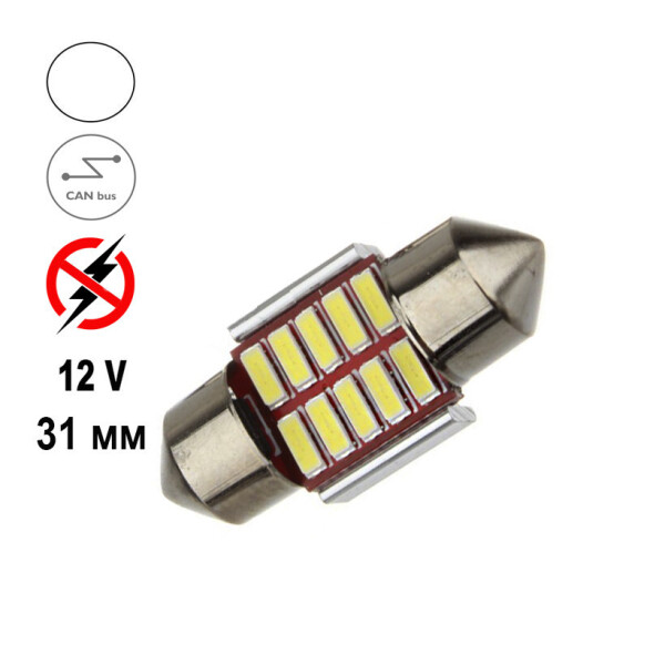 

Автолампа Terra Festoon, цоколь SV8.5-8, 4014х10smd, 31мм, CanBus, белый, 12V