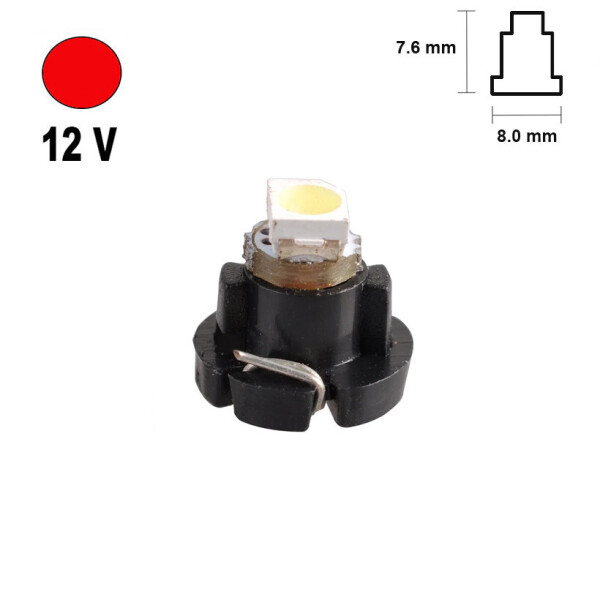

Автолампа Terra T3 B8.0-12, размер 8ммx7мм, 3528х1smd, красная, 12В