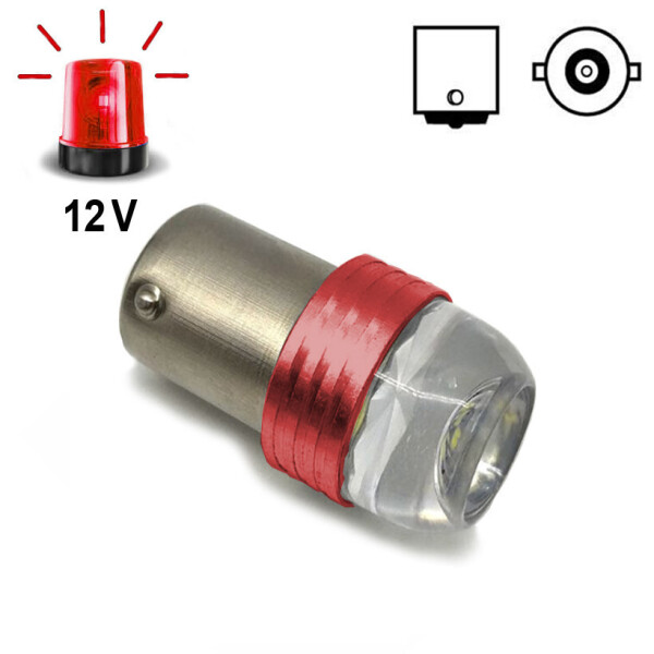 

Автолампа Terra P21W / 1156, цоколь BA15s, 2835 x 6smd, линза, красная, стробоскоп, 12V