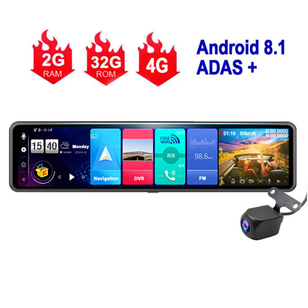

Навигатор с видеорегистратором. Автопланшет зеркало Terra V26 4G, ADAS +, Android 8.1