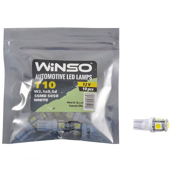 

LED лампа Winso T10 12V SMD5050 W2.1x9.5d 127250