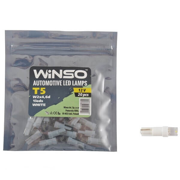 

Автолампа WINSO 12V FLUX T5 W2x4.6d 1LED white 20шт.уп. 127600