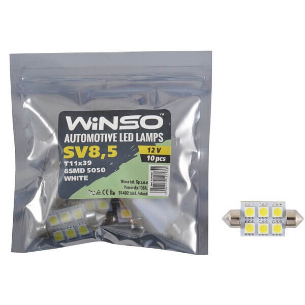 

LED лампа Winso C5W 12V SMD5050 SV8.5 T11x39 127450