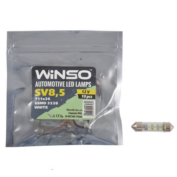 

LED лампа Winso C5W 12V SMD3528 SV8.5 T11x36 127480