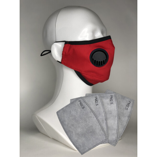 

Защитная маска для лица PRØF KIT с угольным фильтром (4 фильтра в комплекте) с нанесением логотипа Красная