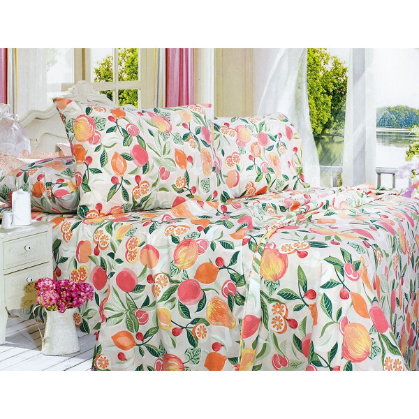 

Комплект постельного белья Еней-Плюс Р0125 оранжевый, бежевый, зеленый Семейный